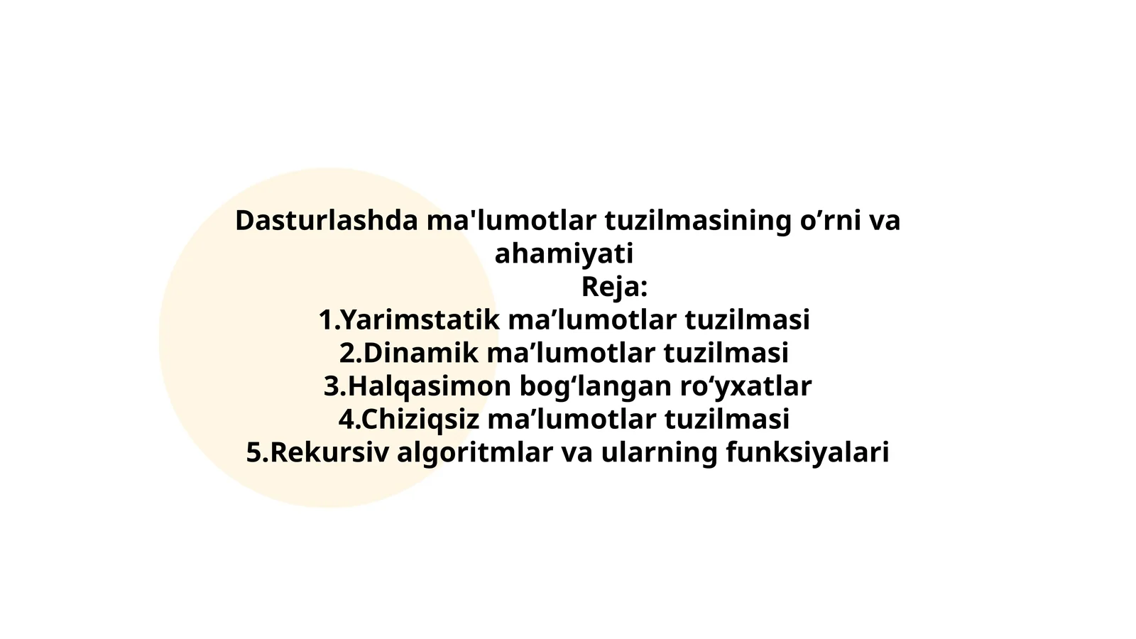 Dasturlashda ma'lumotlar tuzilmasining oʼrni va ahamiyati