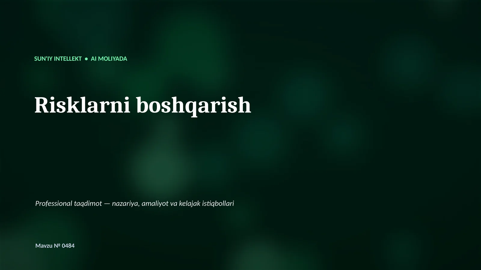 SUN'IY INTELLEKT • AI MOLIYADA