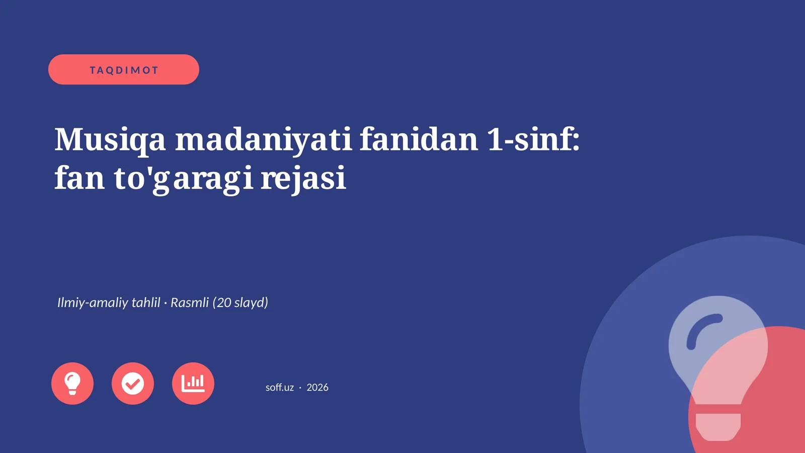 Musiqa madaniyati fanidan 1-sinf: fan to'garagi rejasi