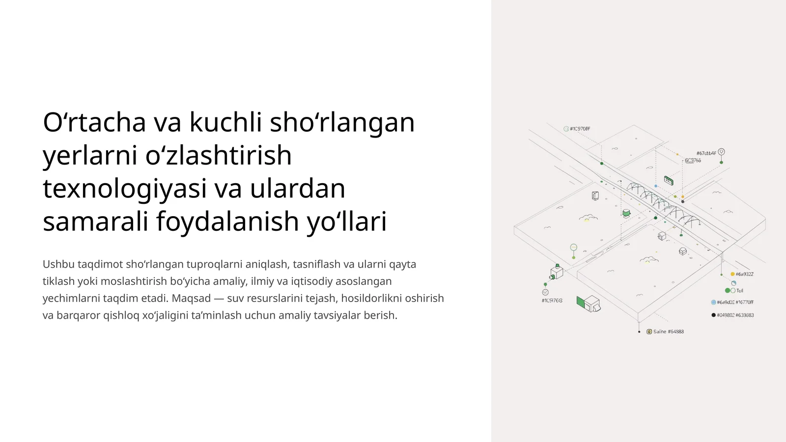 O‘rtacha va kuchli sho‘rlangan yerlarni o‘zlashtirish texnologiyasi va ulardan samarali foydalanish yo‘llari