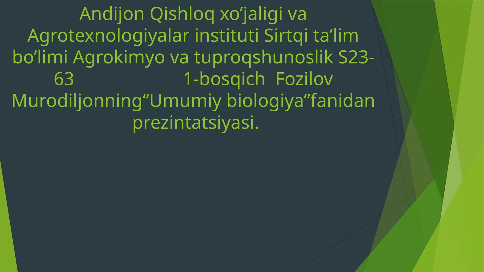 Umumiy biologiya fan prezintatsiyasi