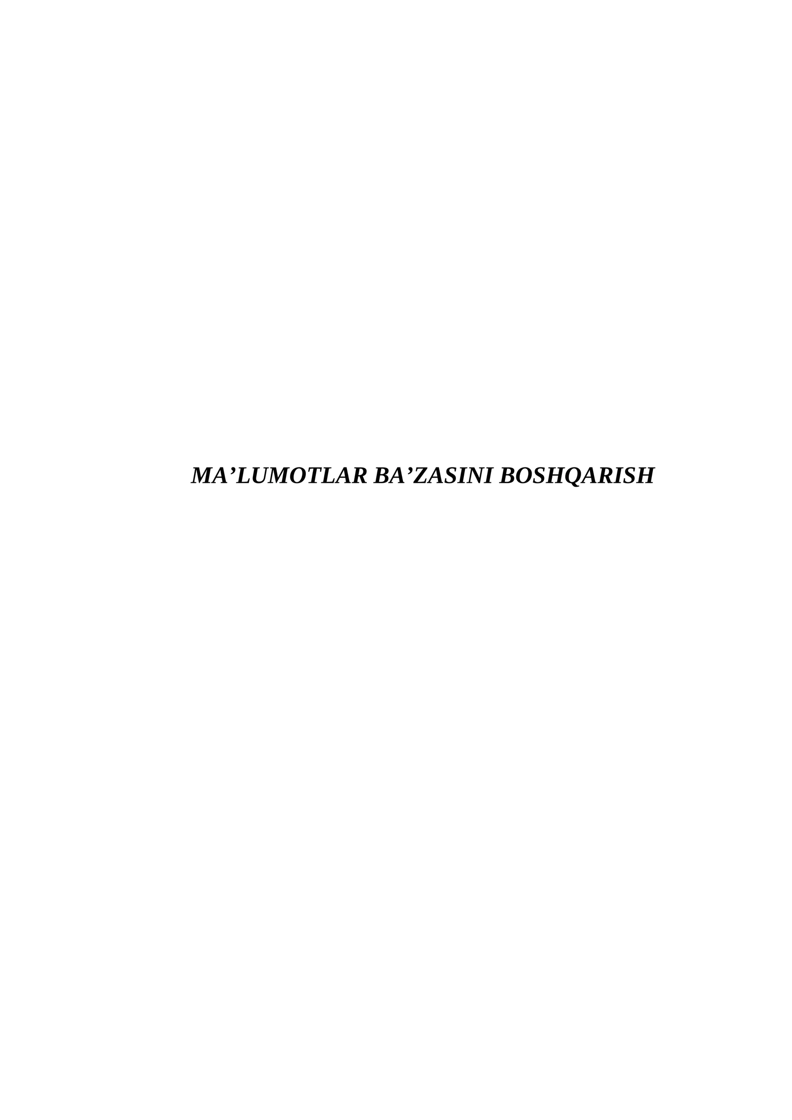 Ma'lumotlar bazasini boshqarish