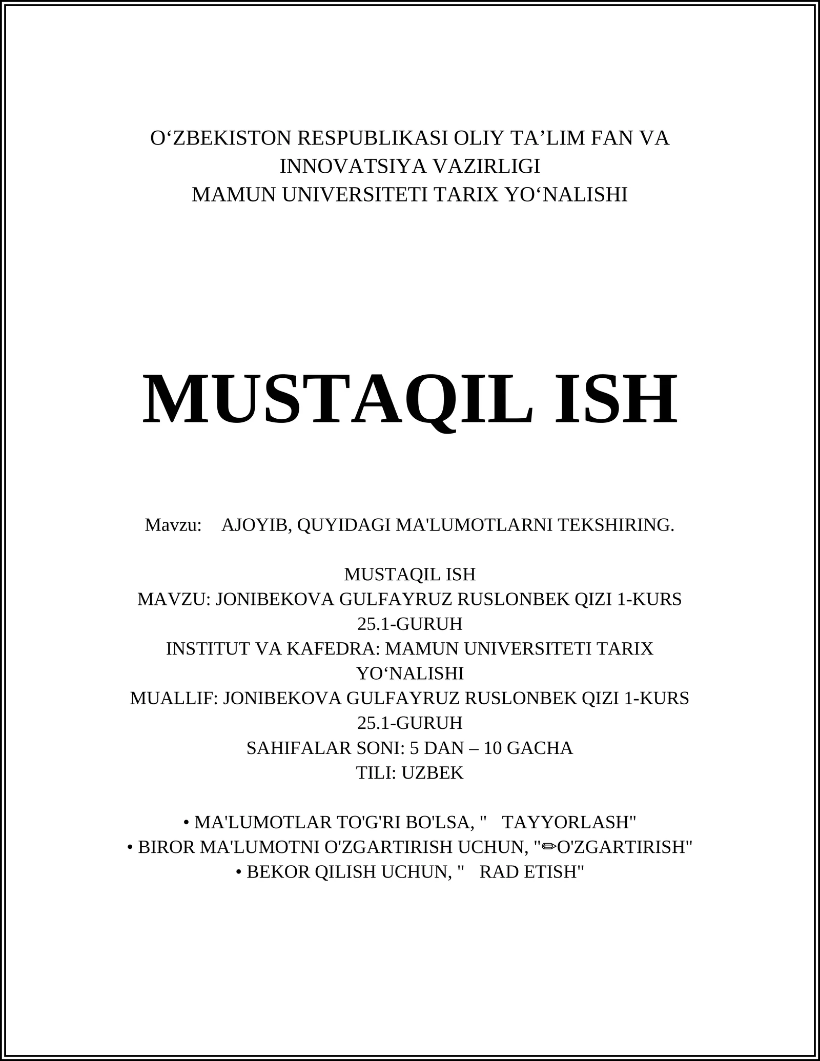MUSTAQIL ISH