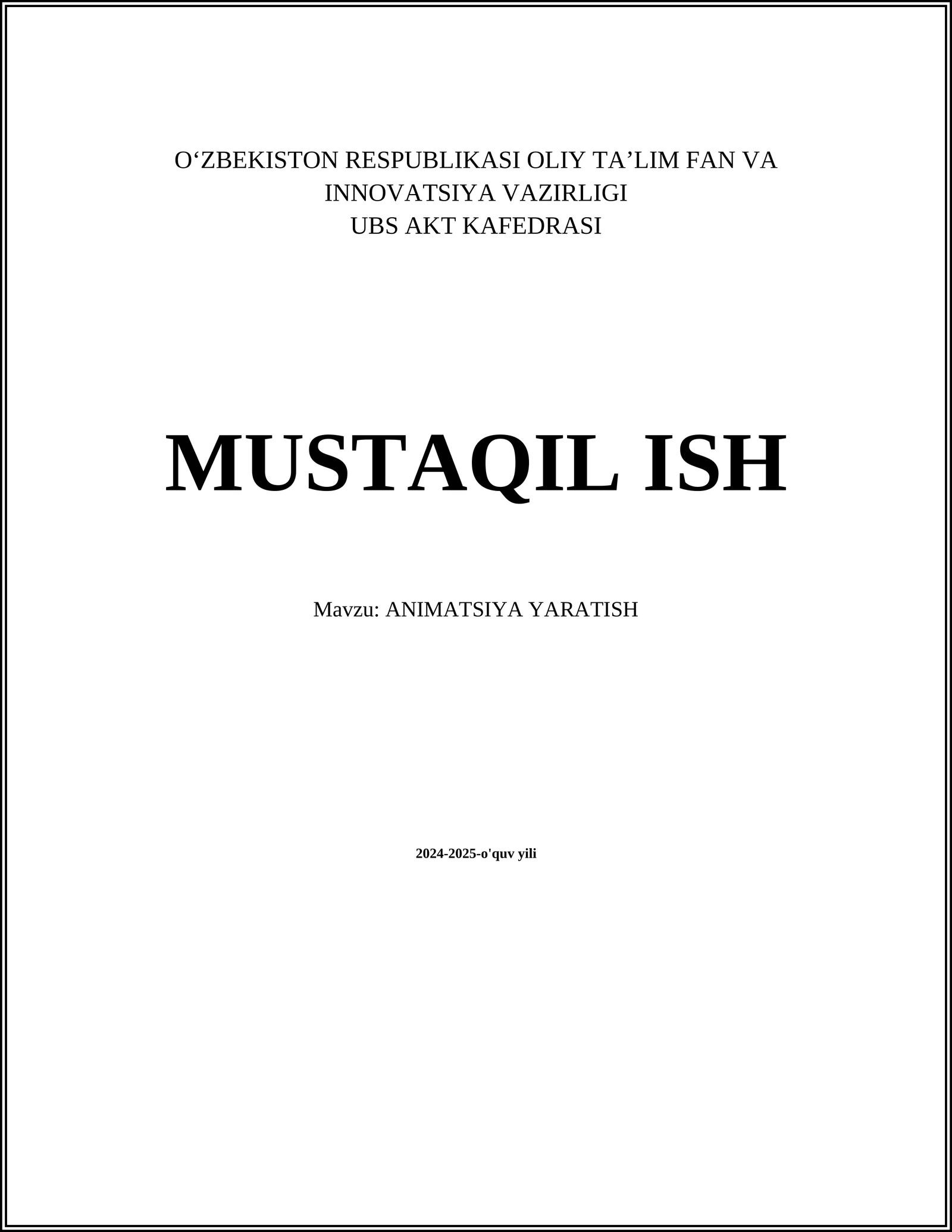 ANIMATSIYA YARATISH