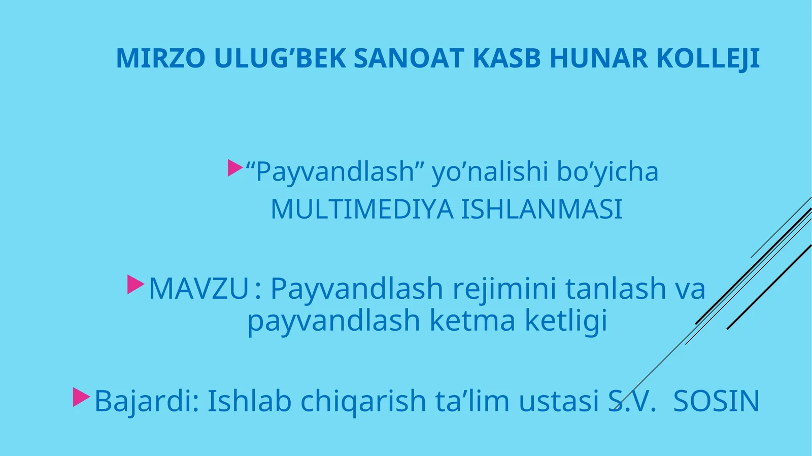 Payvandlash rejimini tanlash va payvandlash ketma ketligi