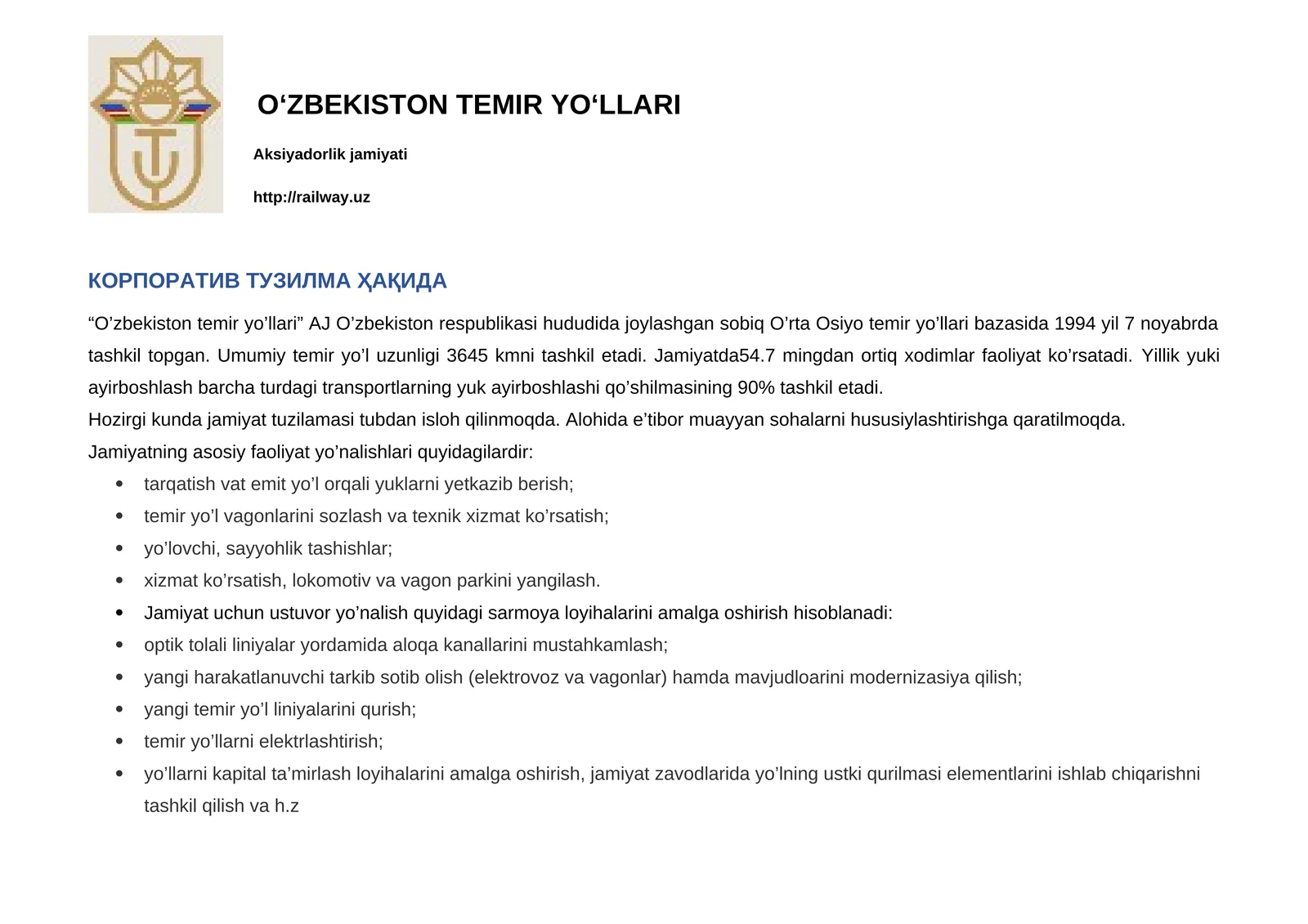 KORPORATIV TUZILMA HAQIDA