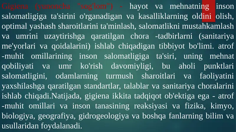 Gigiena (yunoncha"sog'lom")