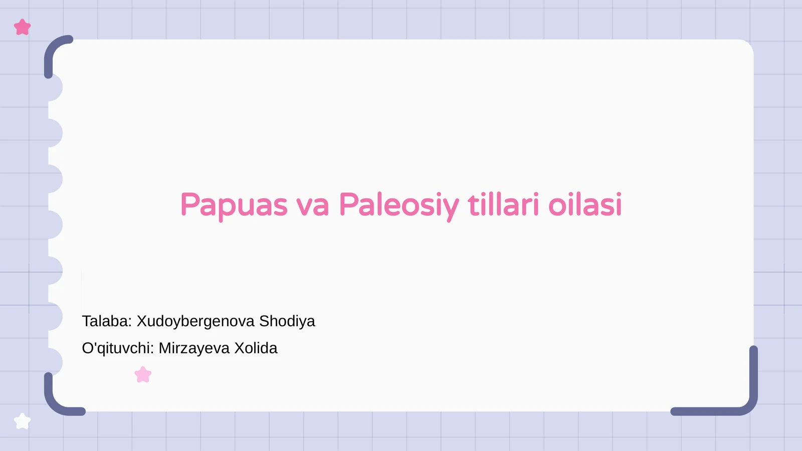 Papuas va Paleosiy tillari oilasi