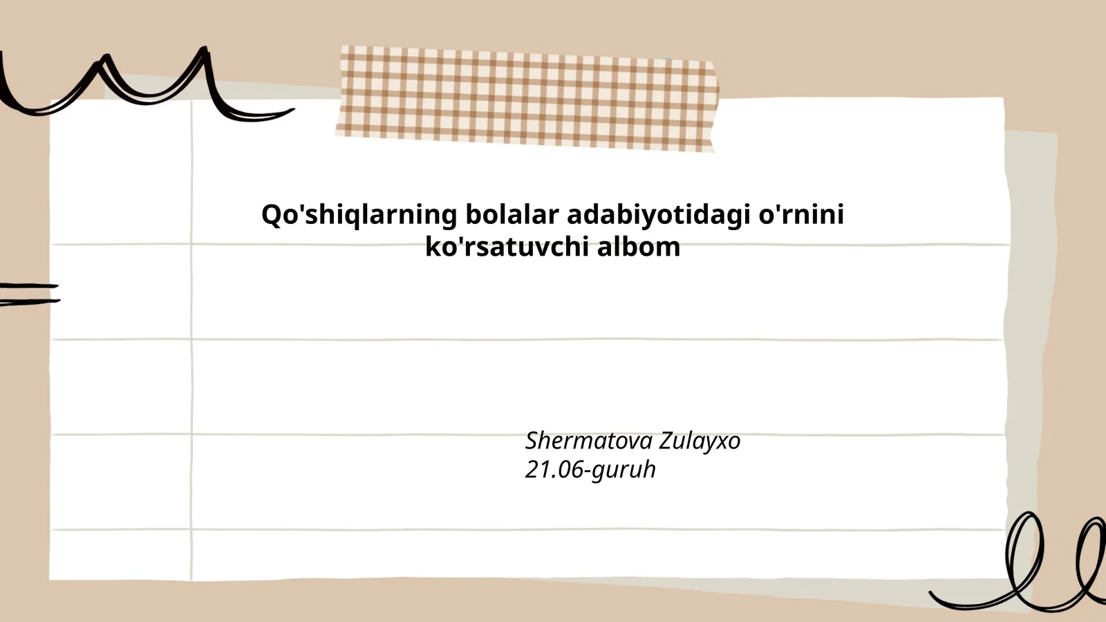 Qo'shiqlarning bolalar adabiyotidagi o'rnini ko'rsatuvchi albom