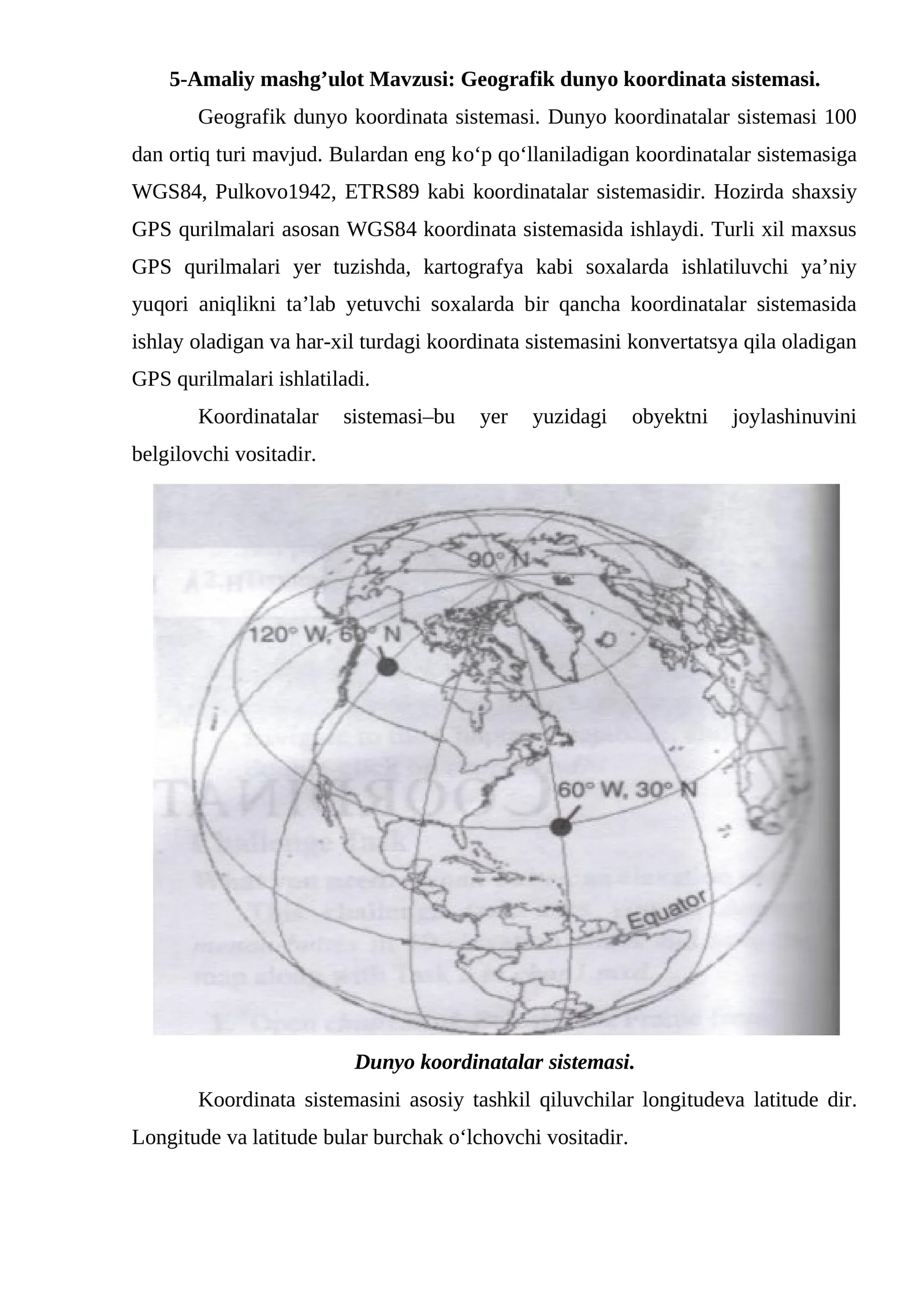 Geografik dunyo koordinata sistemasi