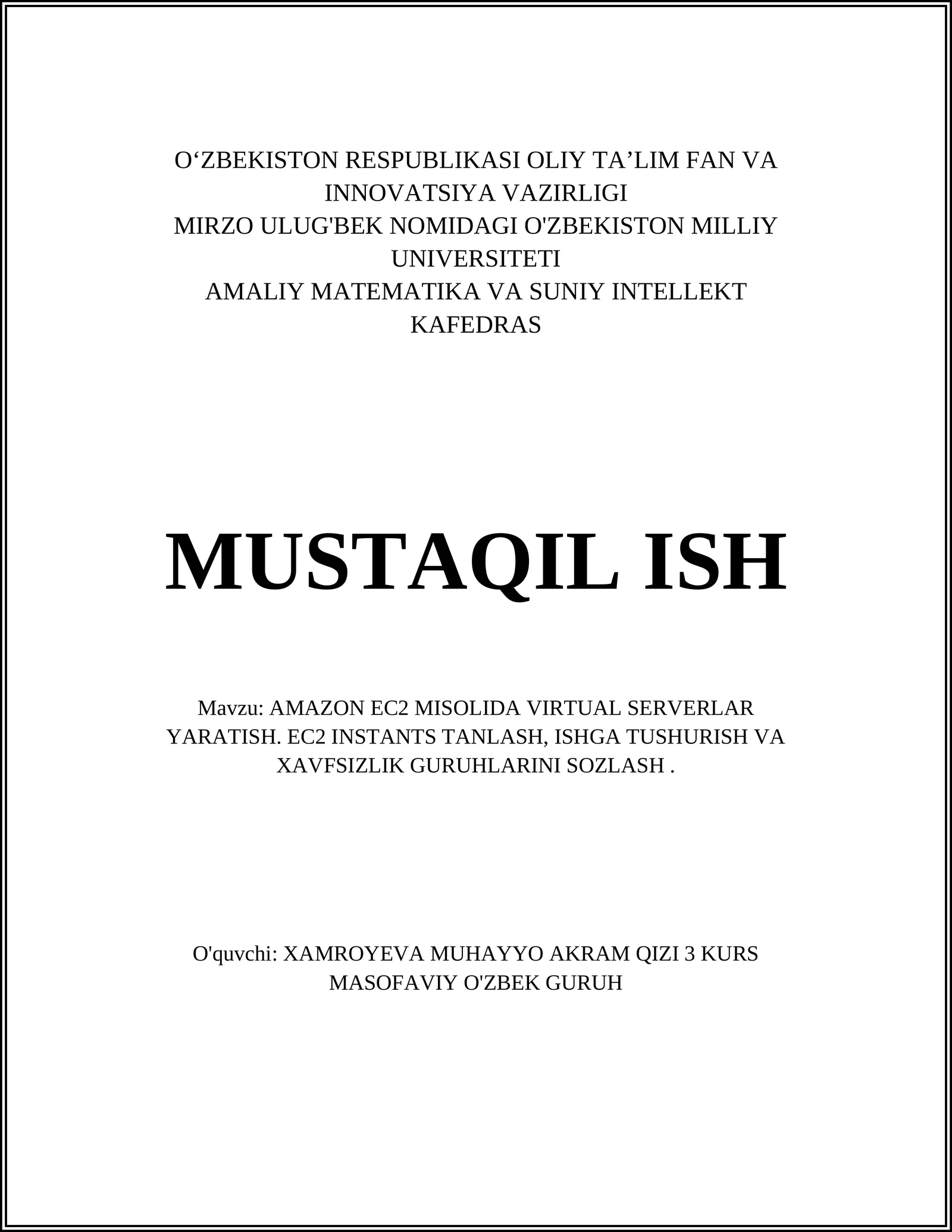 AMAZON EC2 MISOLIDA VIRTUAL SERVERLAR YARATISH