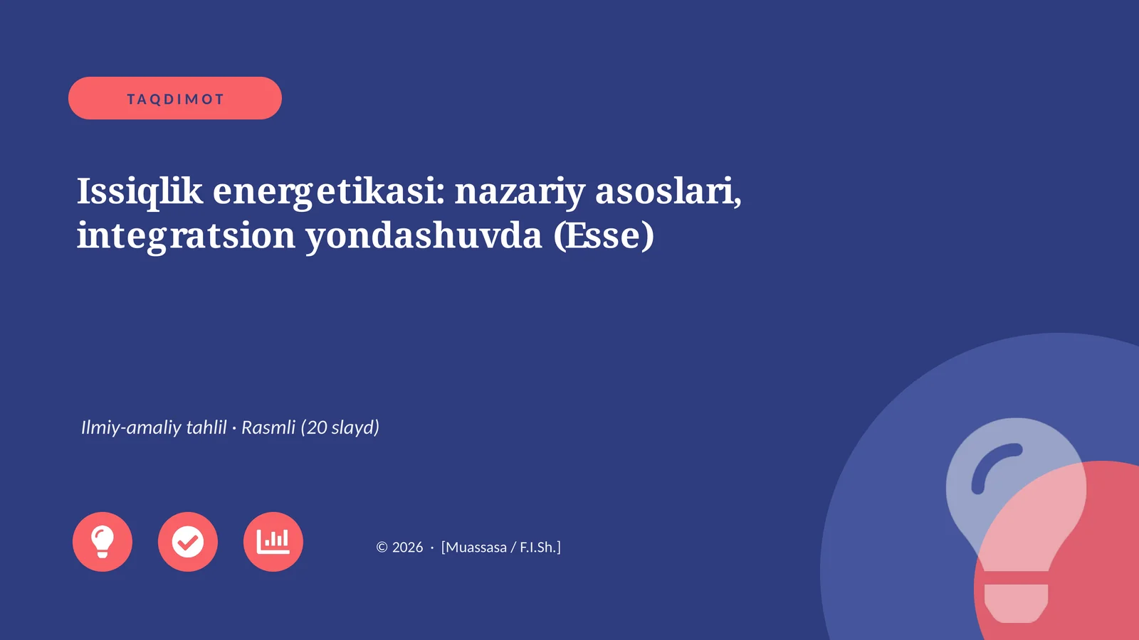 Issiqlik energetikasi: nazariy asoslari, integratsion yondashuvda (Esse)