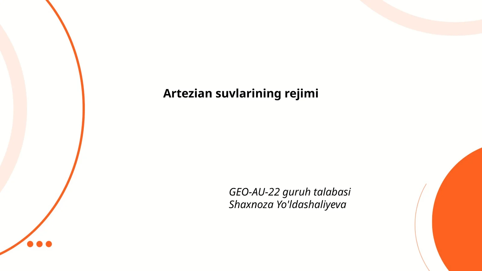Artezian suvlarining rejimi