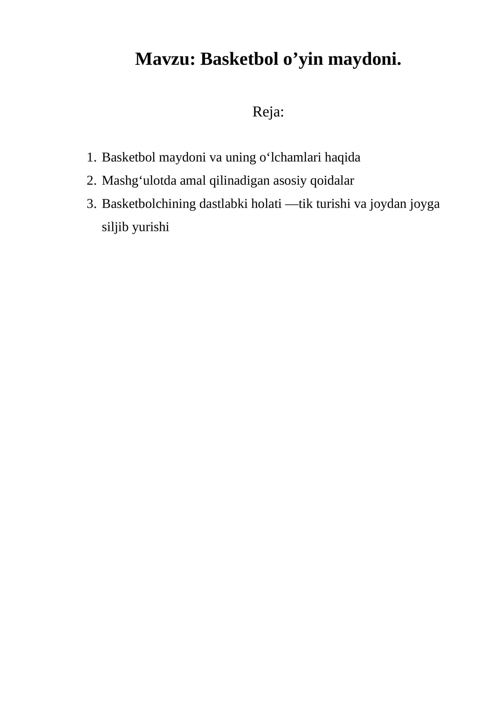 Basketbol o’yin maydoni