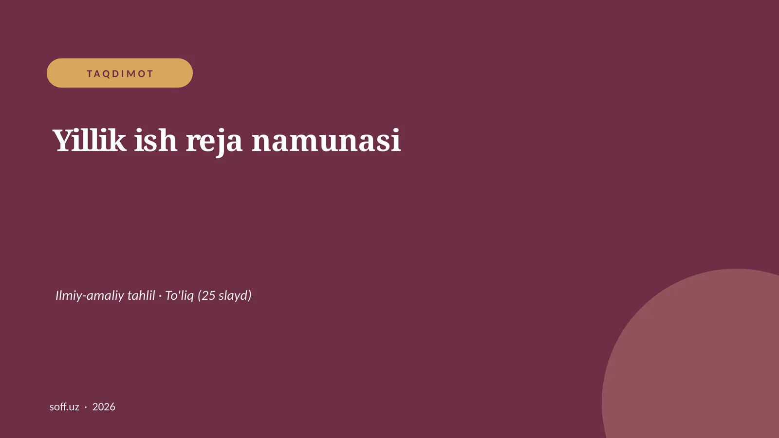 Yillik ish reja namunasi