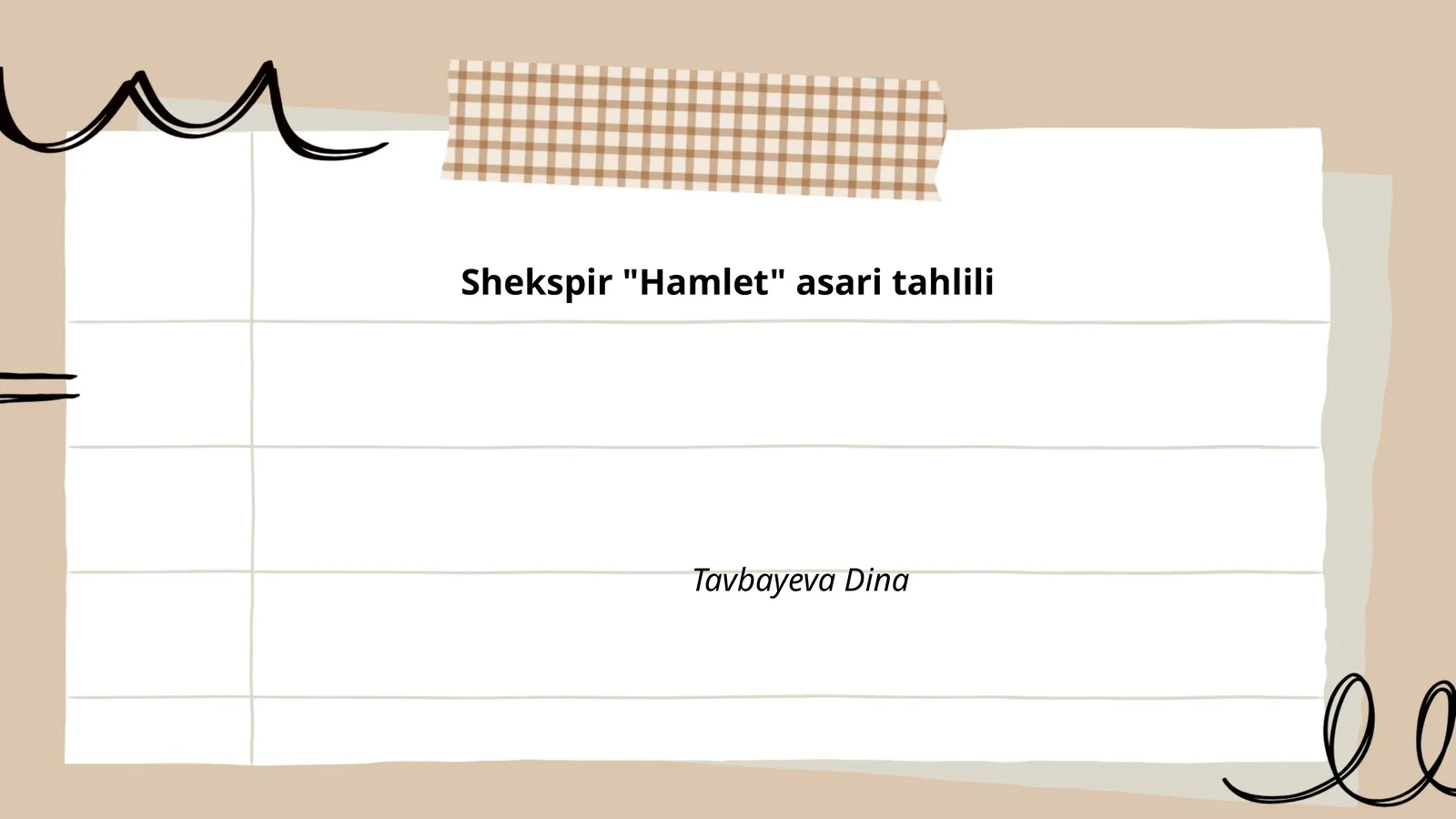Shekspir "Hamlet" asari tahlili