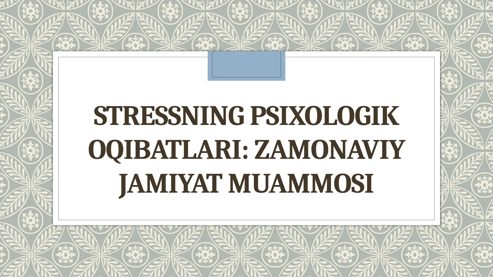 Stressning Psixologik Oqibatlari: Zamonaviy Jamiyat Muammosi