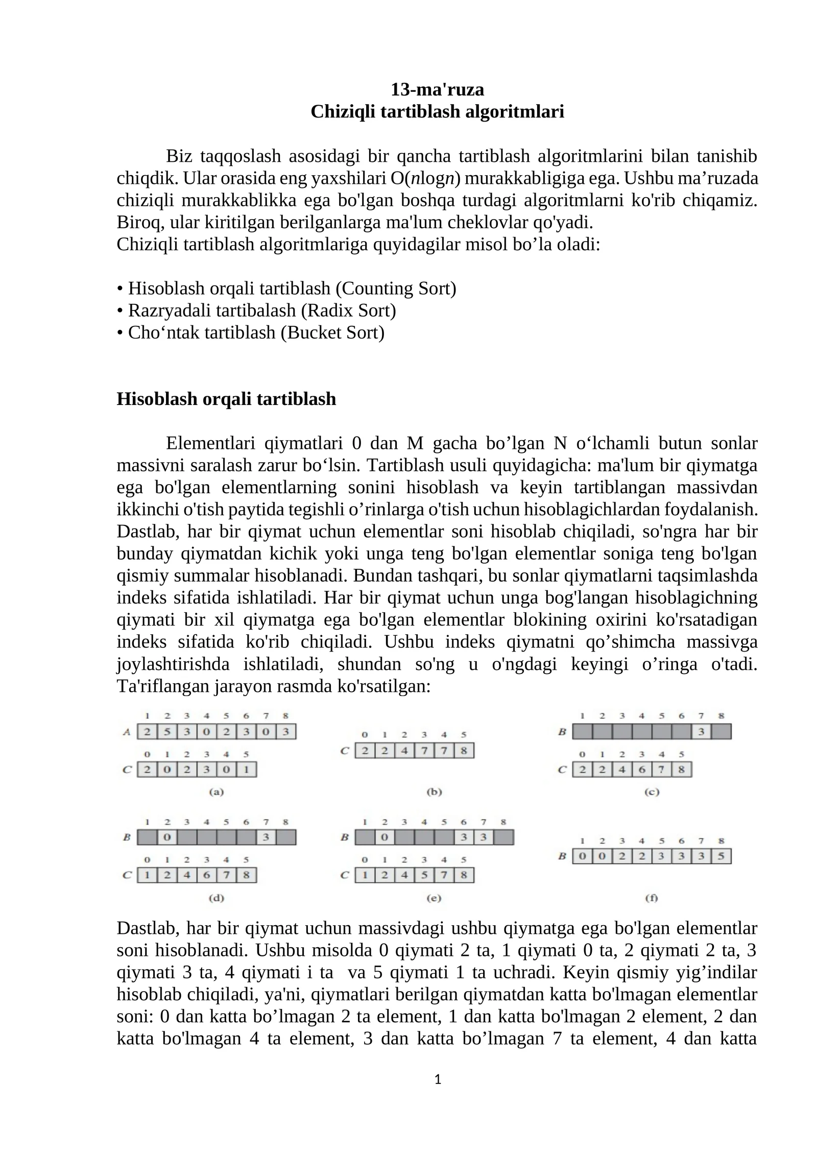 Chiziqli tartiblash algoritmlari