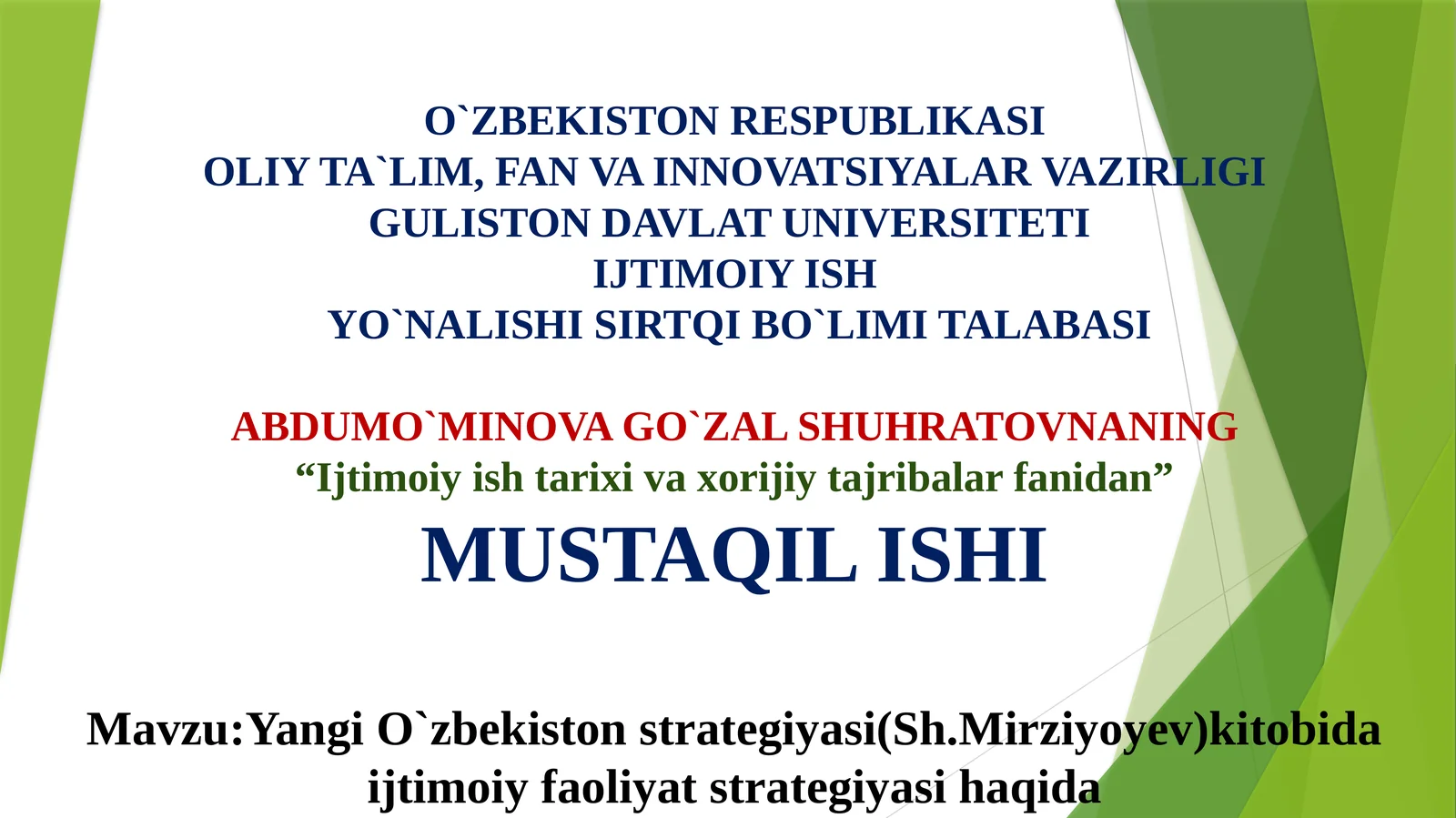 Yangi O`zbekiston strategiyasi (Sh.Mirziyoyev) kitobida ijtimoiy faoliyat strategiyasi haqida