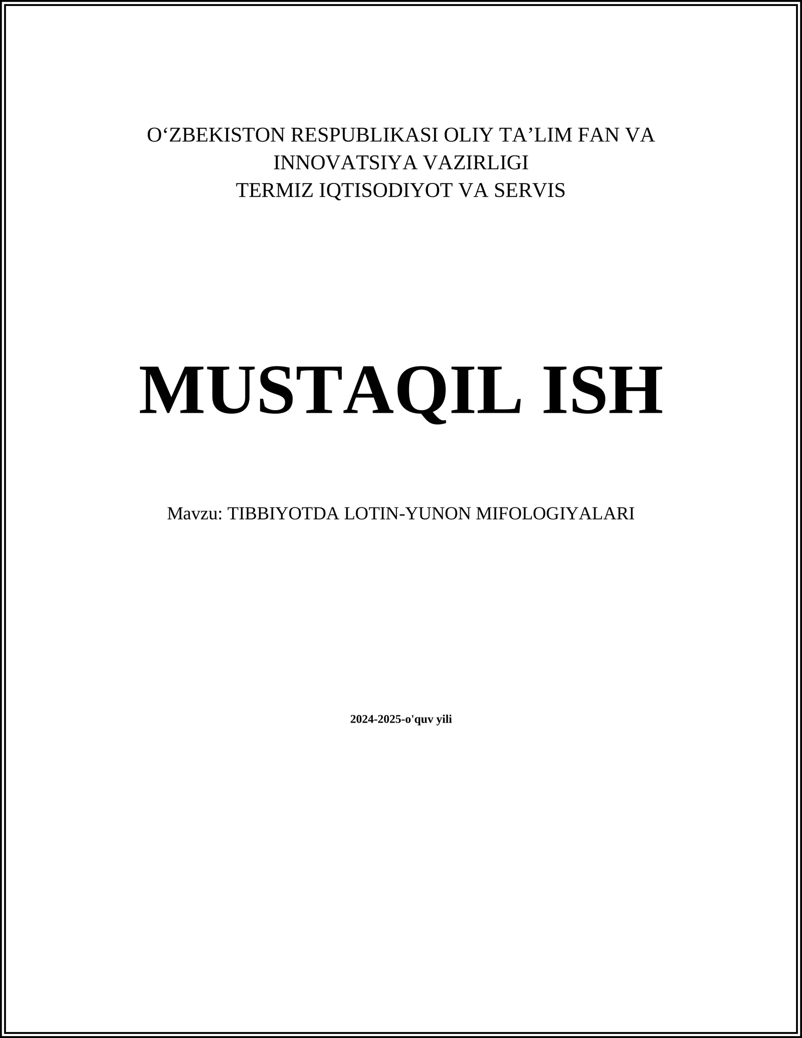TIBBIYOTDA LOTIN-YUNON MIFOLOGIYALARI