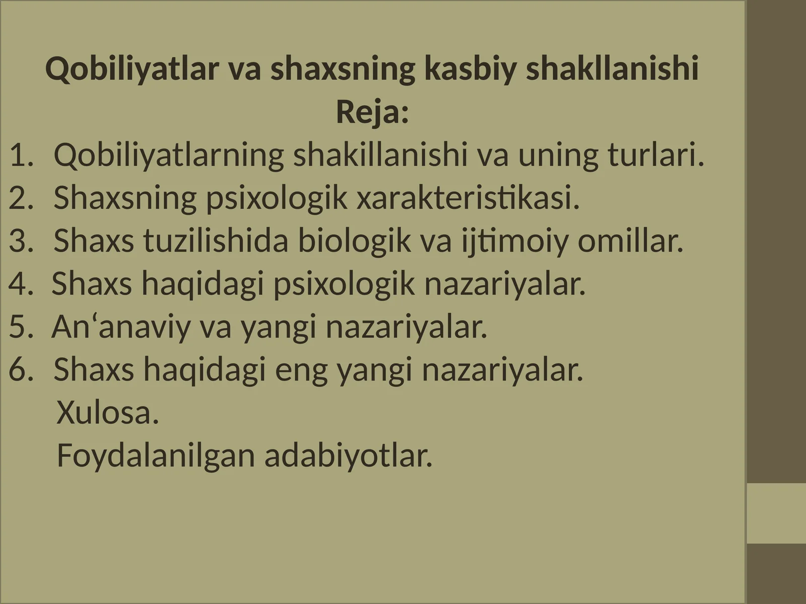Qobiliyatlar va shaxsning kasbiy shakllanishi