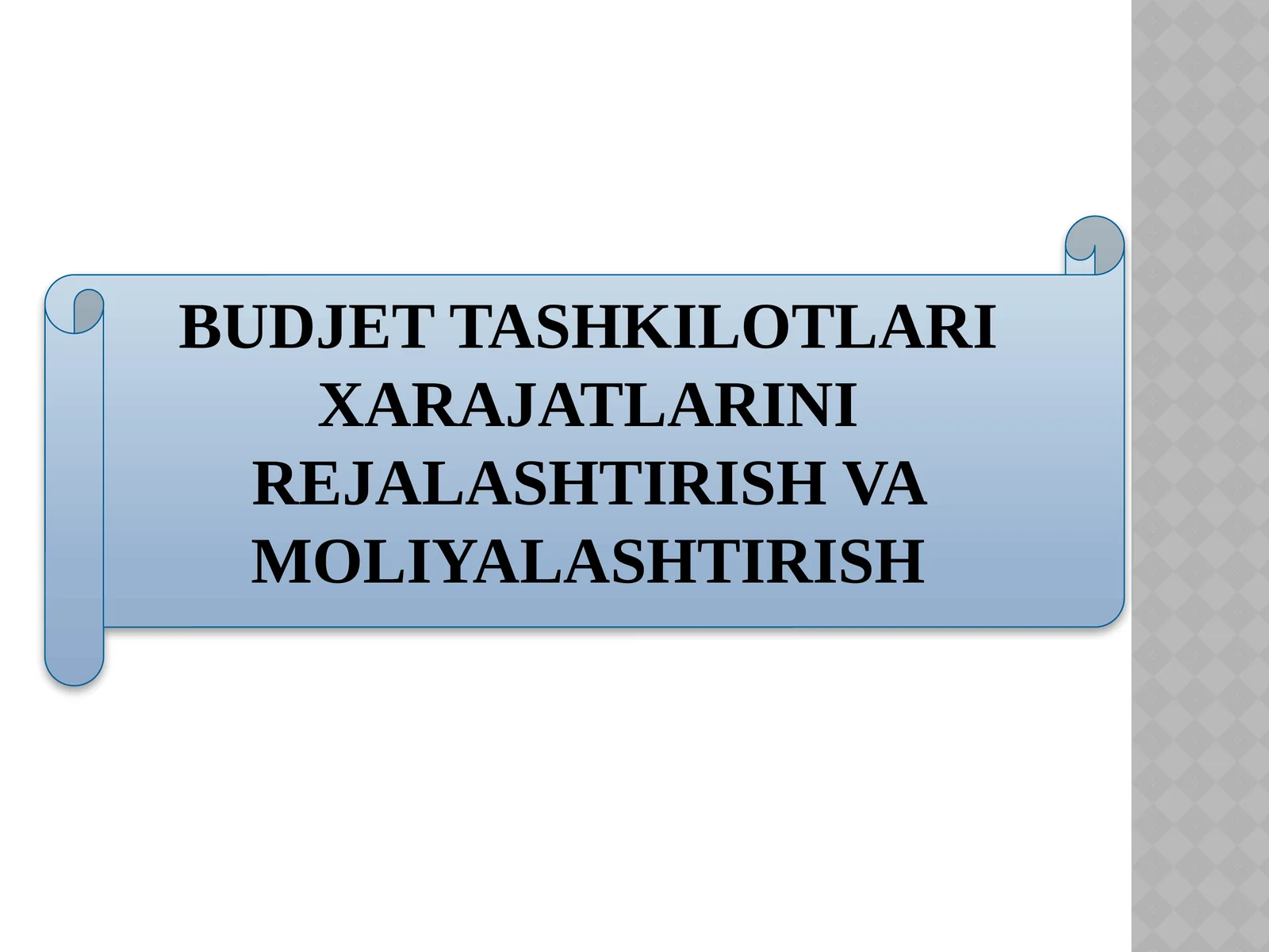 Budjet tashkilotlari xarajatlarini rejalashtirish va moliyalashtirish