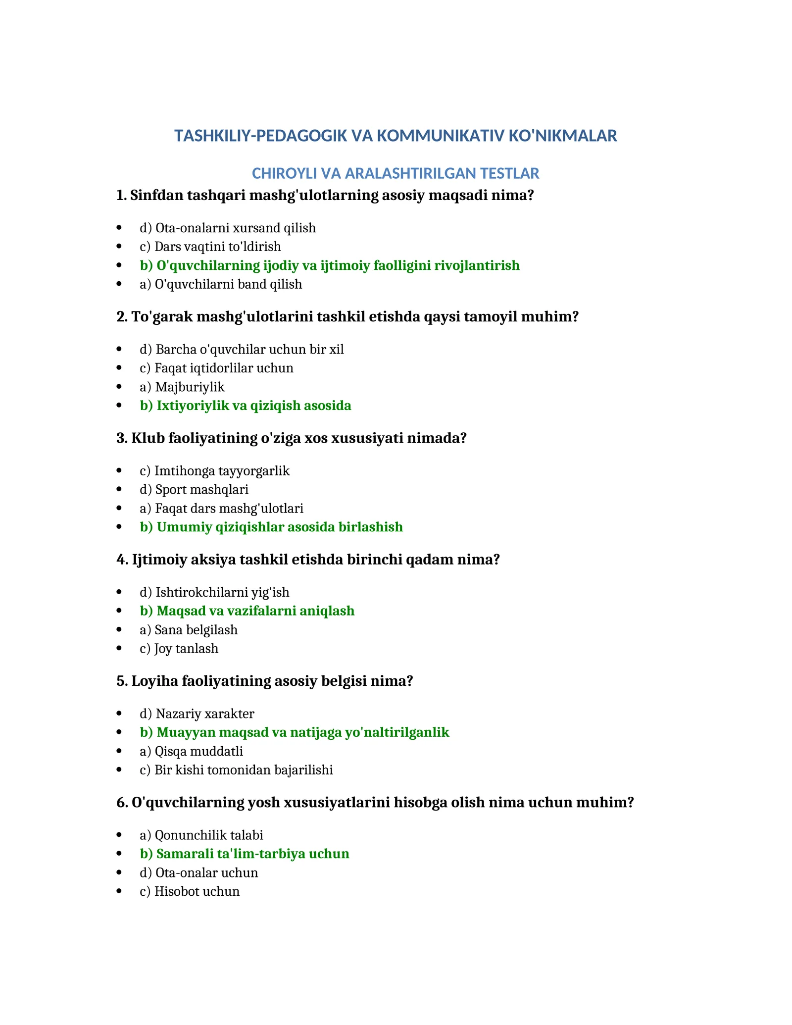 Maktab maslaxatchisi 1000 ta test