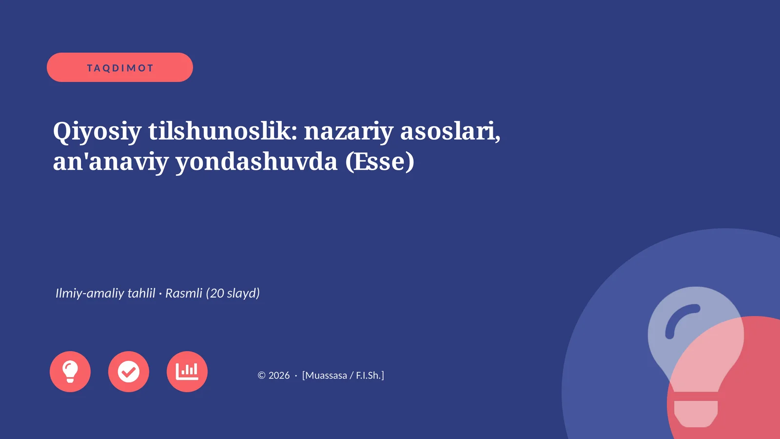 Qiyosiy tilshunoslik: nazariy asoslari, an'anaviy yondashuvda (Esse)