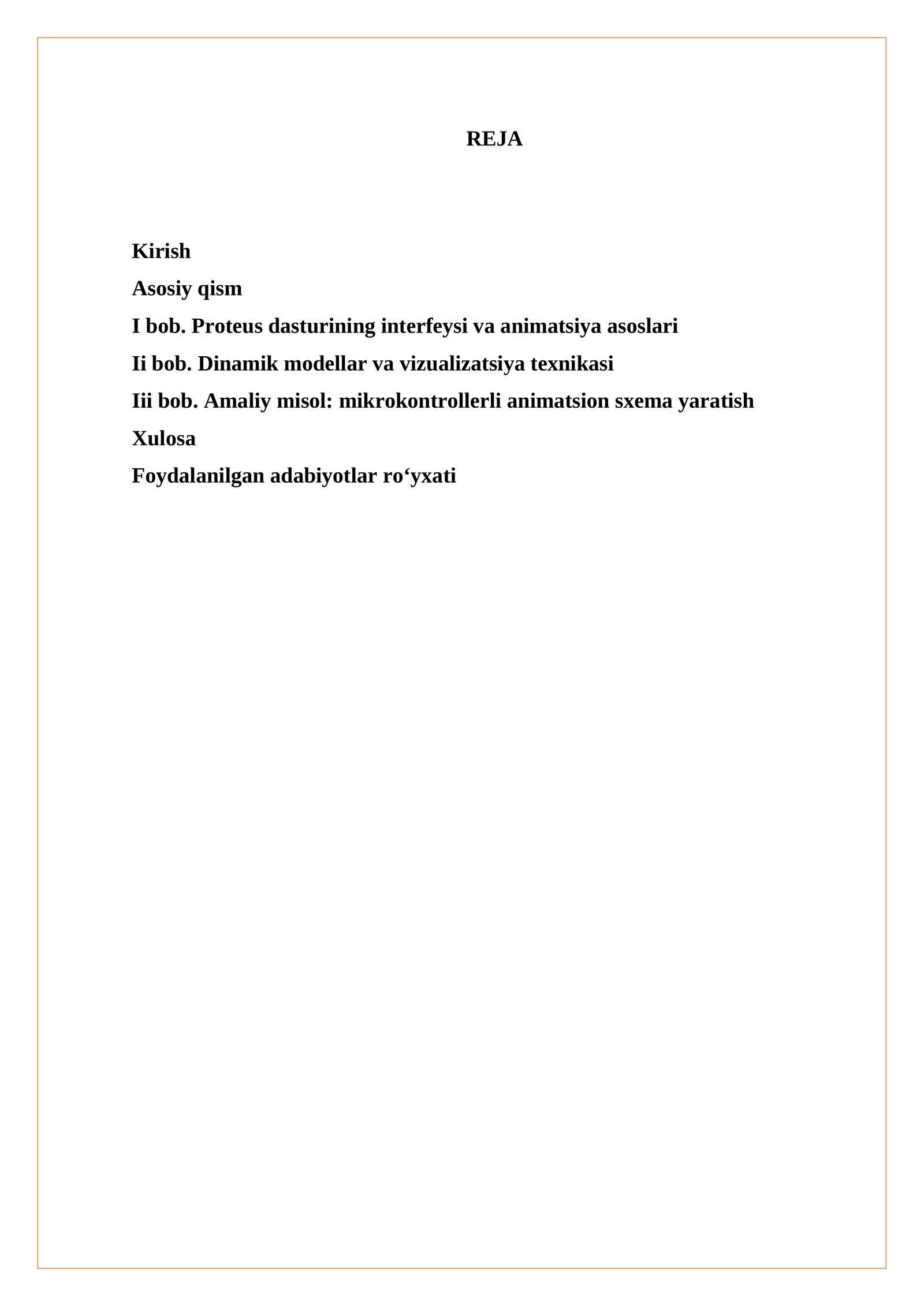 Proteus dasturining interfeysi va animatsiya asoslari