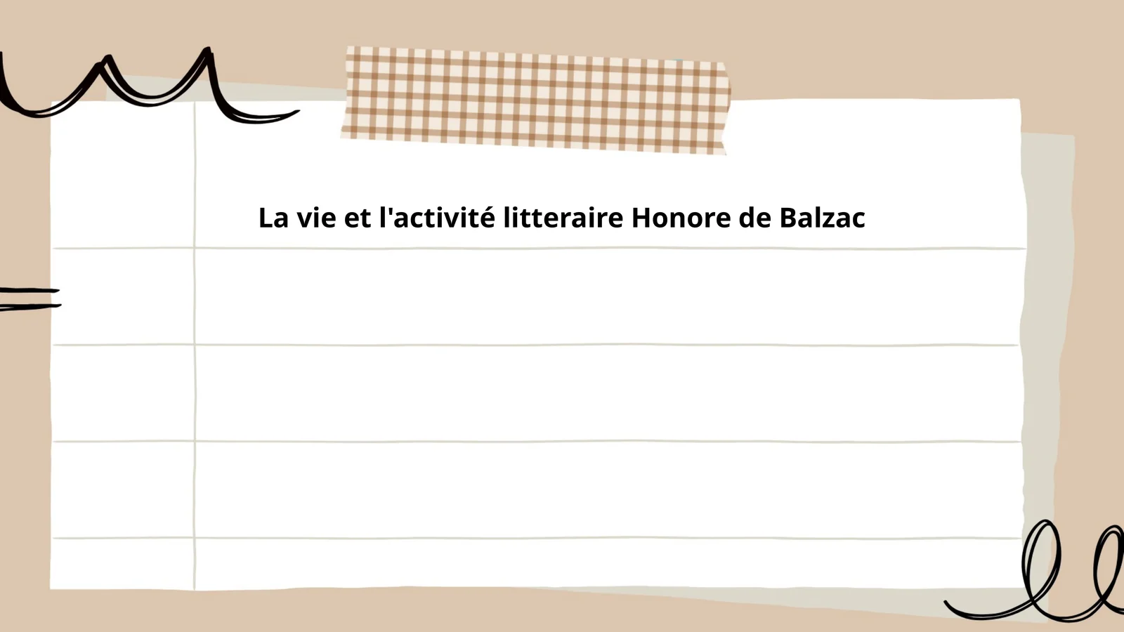 La vie et l'activité litteraire Honore de Balzac