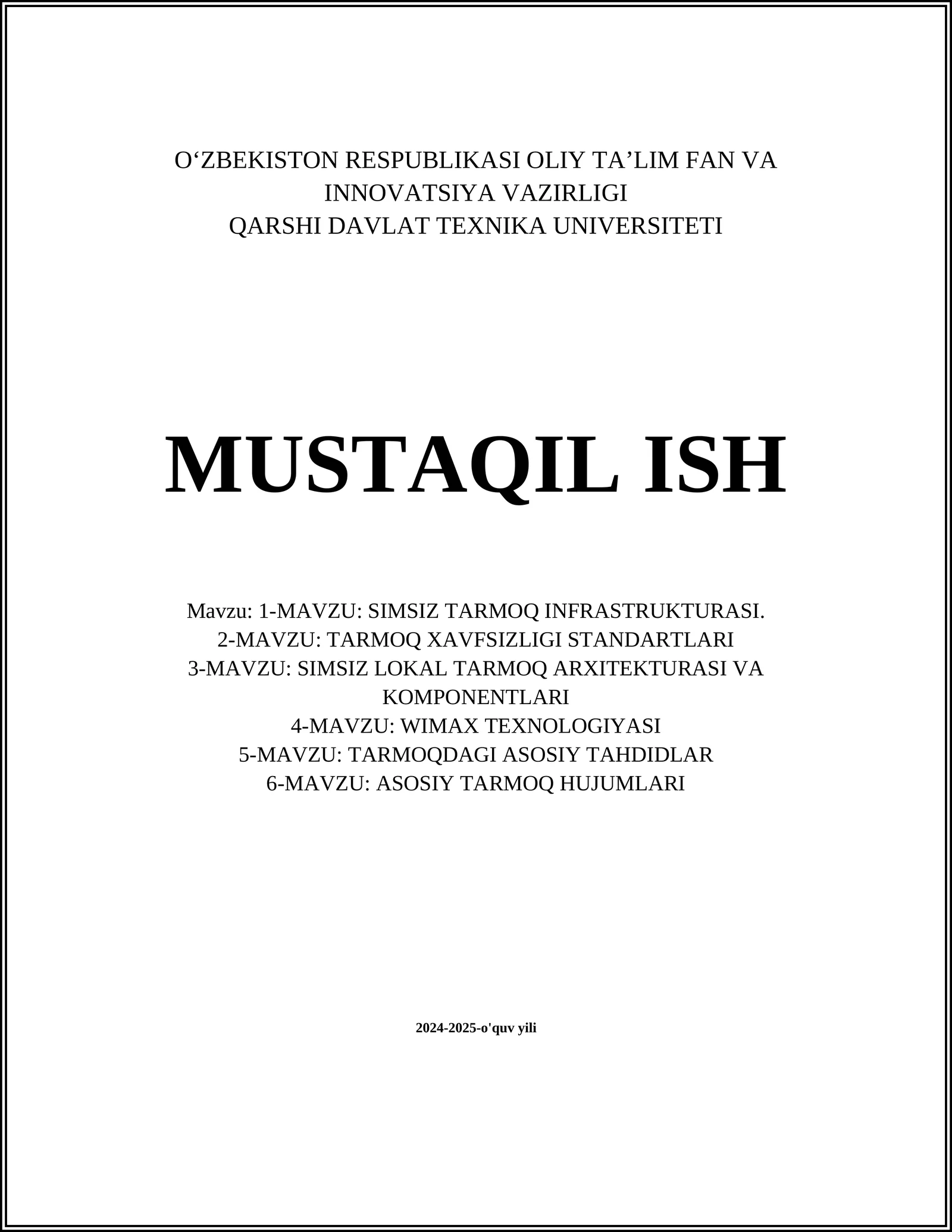 SIMSIZ TARMOQ INFRASTRUKTURASI