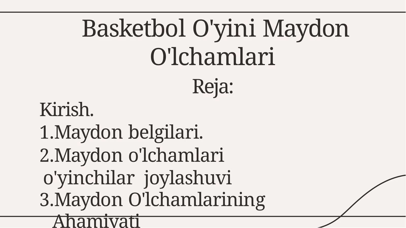 Basketbol O'yini Maydon O'lchamlari