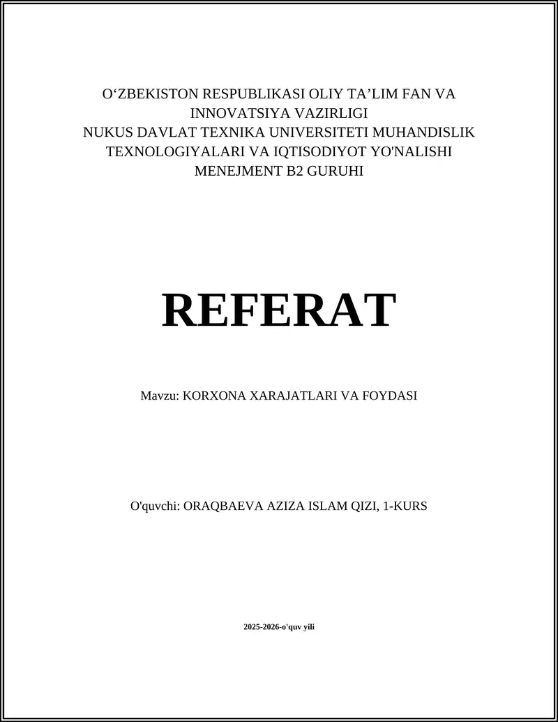 Xarajat turlari: Doimiy va o'zgaruvchan xarajatlar
