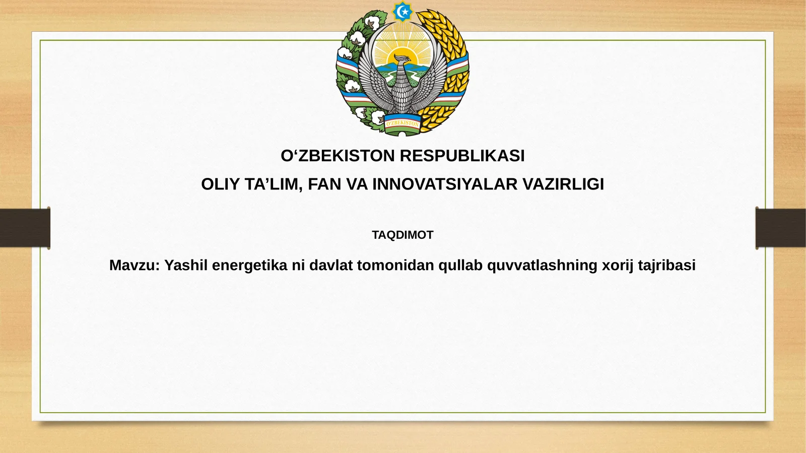 Yashil energiyani davlat tomonidan qo'llab-quvvatlashning xorijiy tajribasi: Asosiy mexanizmlar va yondashuvlar