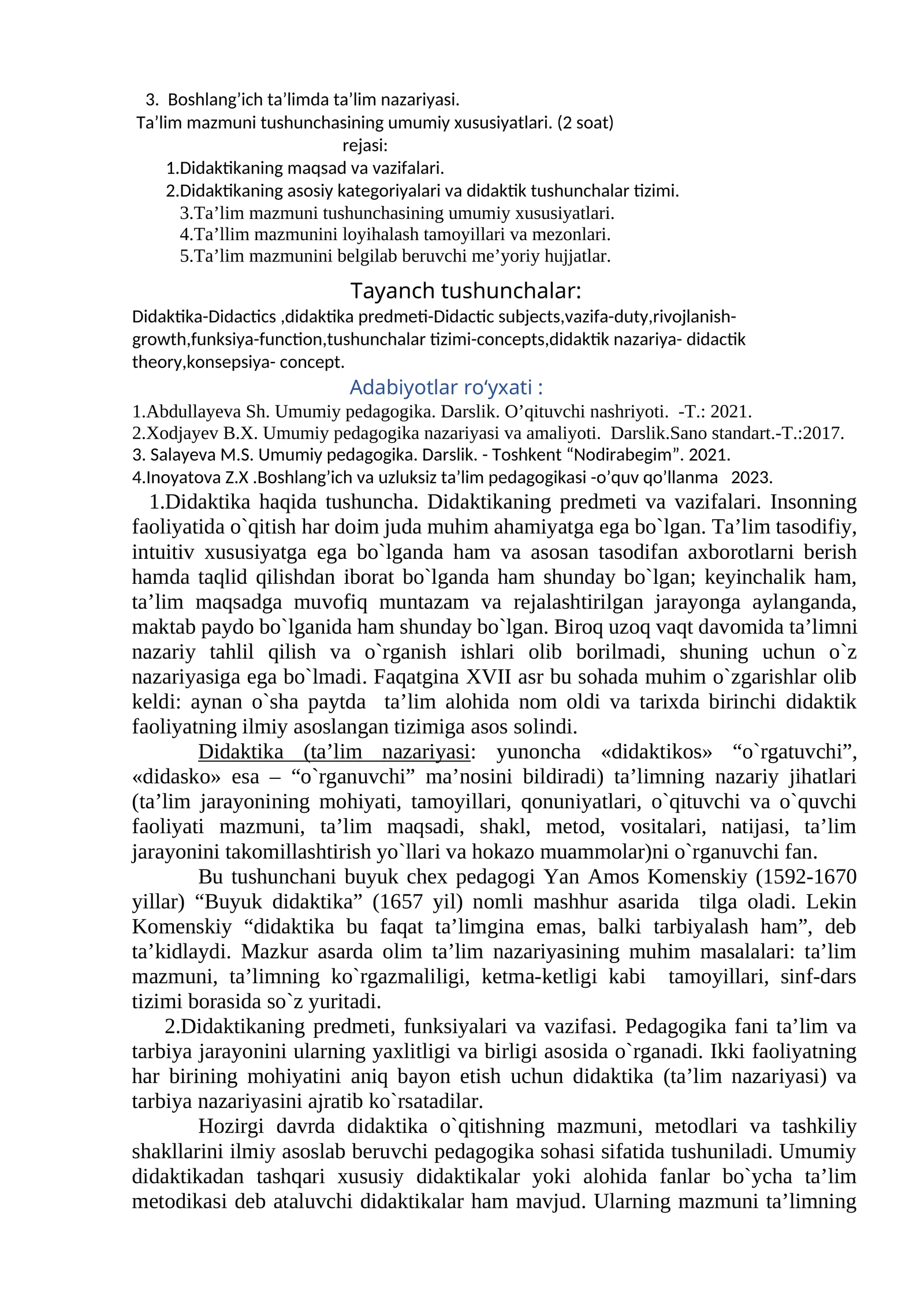 Boshlang’ich ta’limda ta’lim nazariyasi