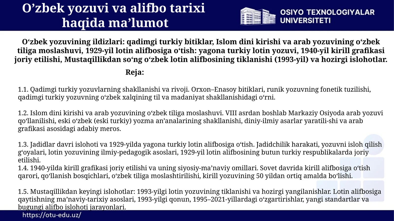 O’zbekyozuvivaalifbotarixihaqidama’lumot