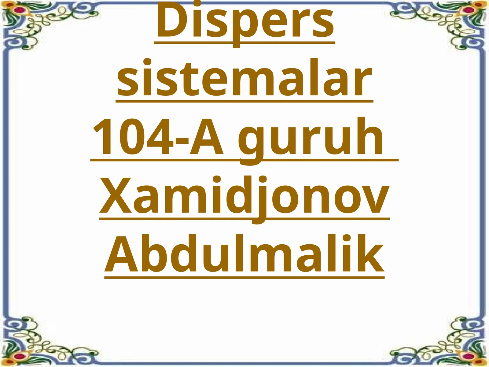 Dispers sistemalar