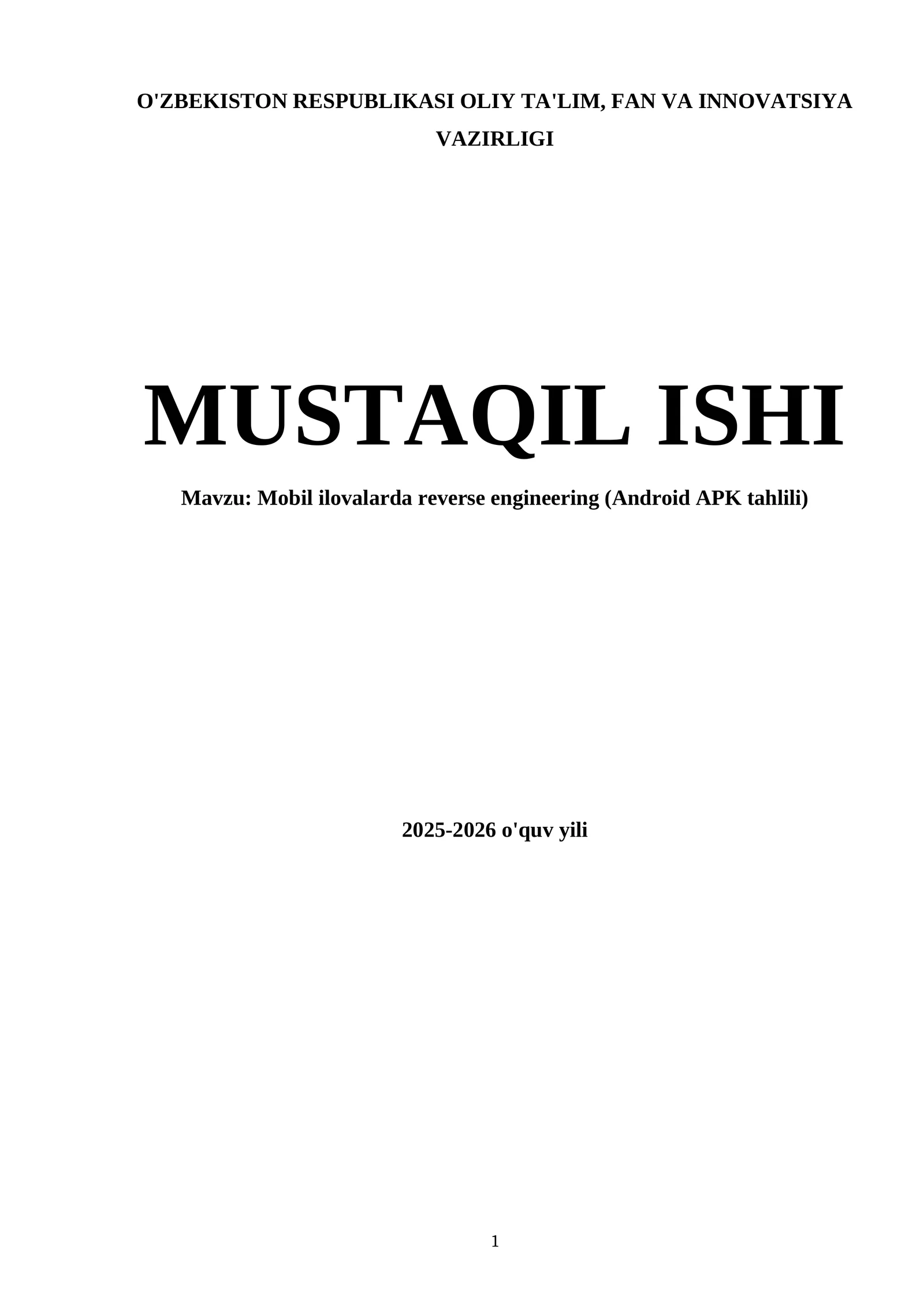 Mobil ilovalarda reverse engineering (Android APK tahlili)