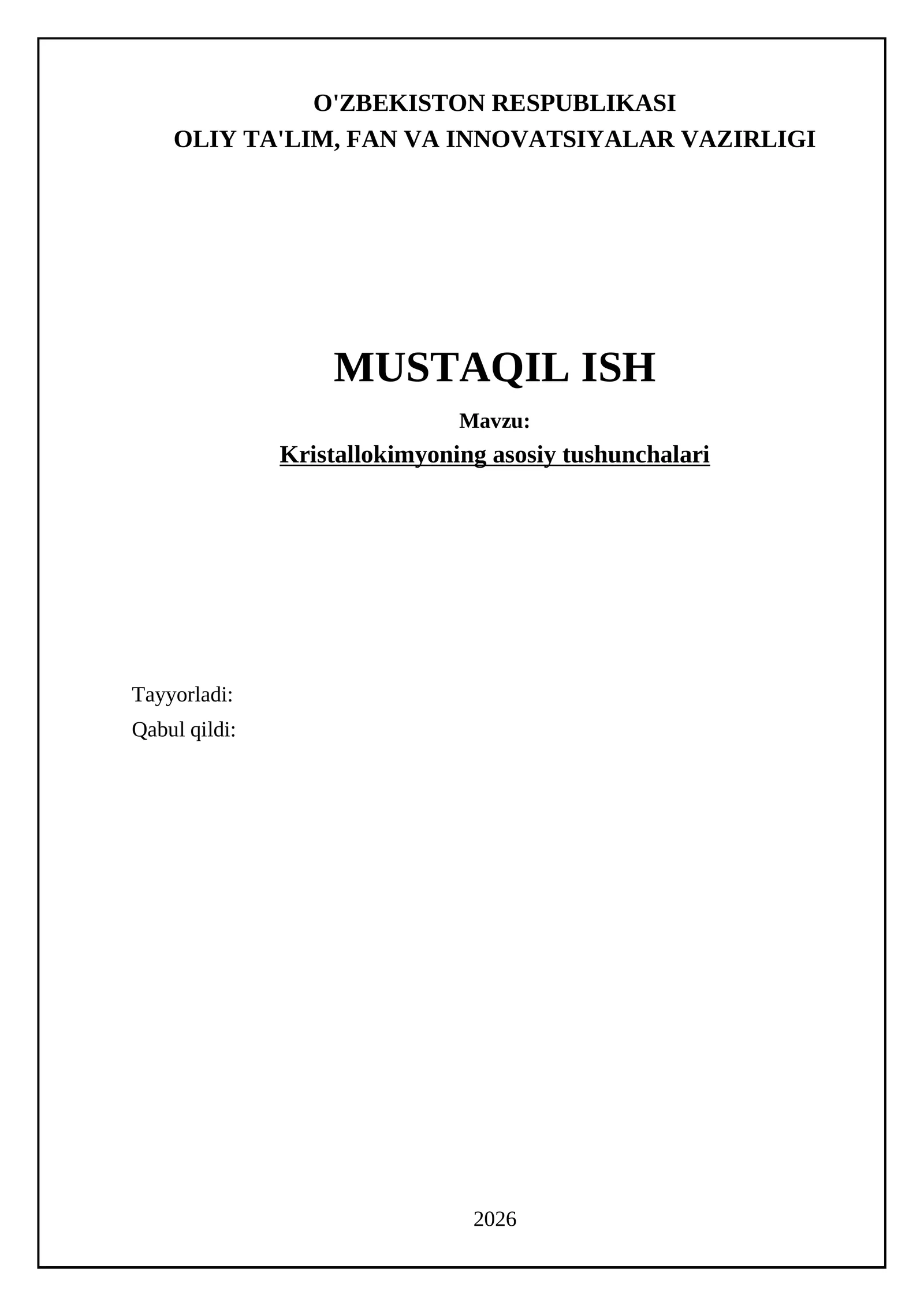 Kristallokimyoning asosiy tushunchalari