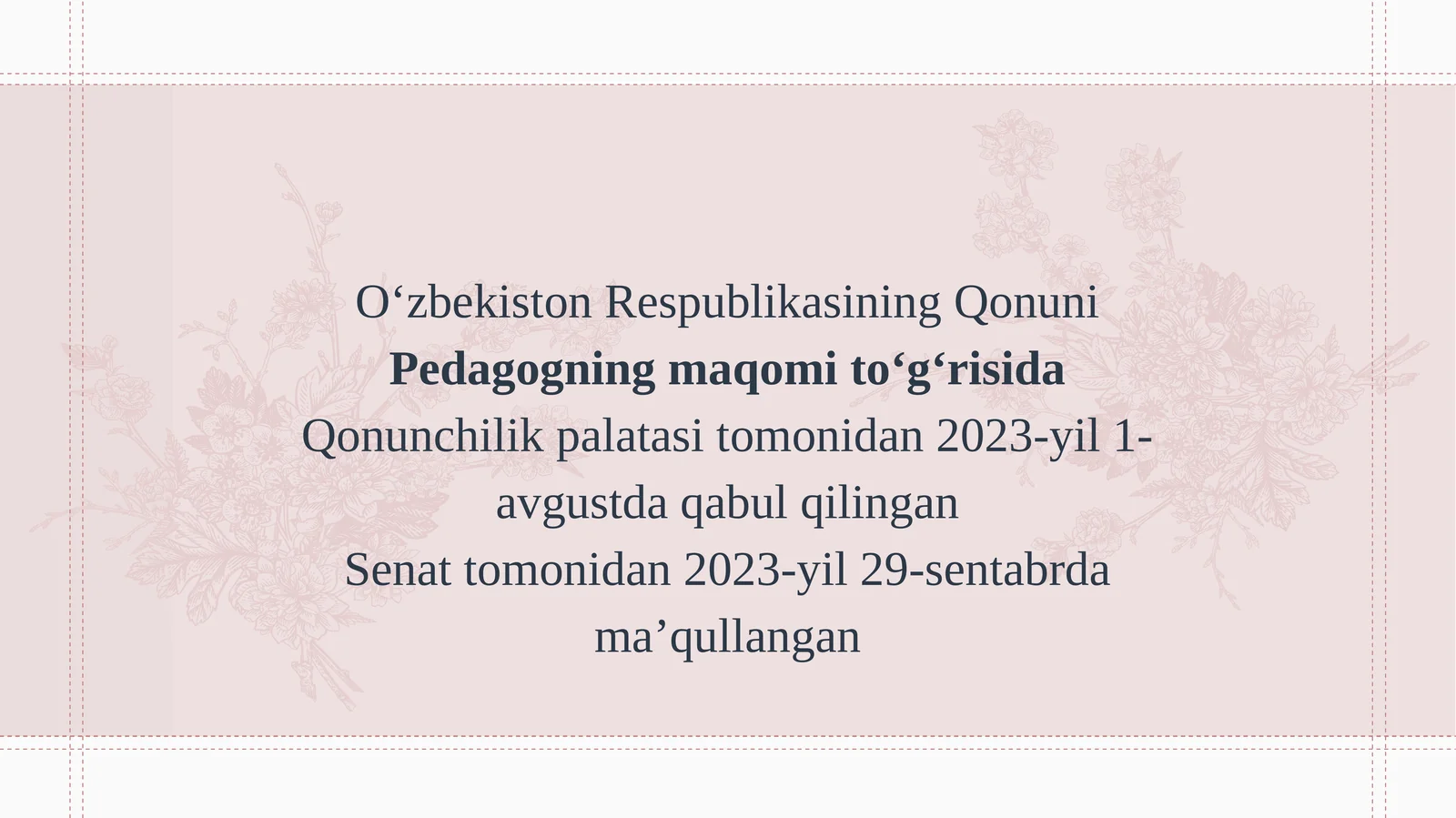 Pedagogning maqomi to'g'risida qonunchilik