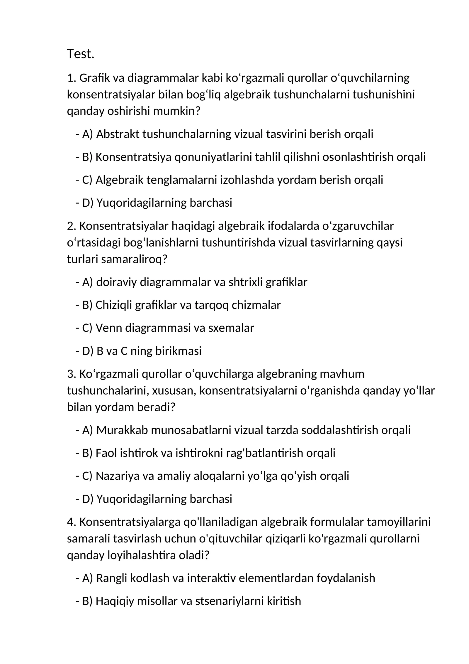 Mavzu 1. Grafik va diagrammalar kabi ko‘rgazmali qurollar