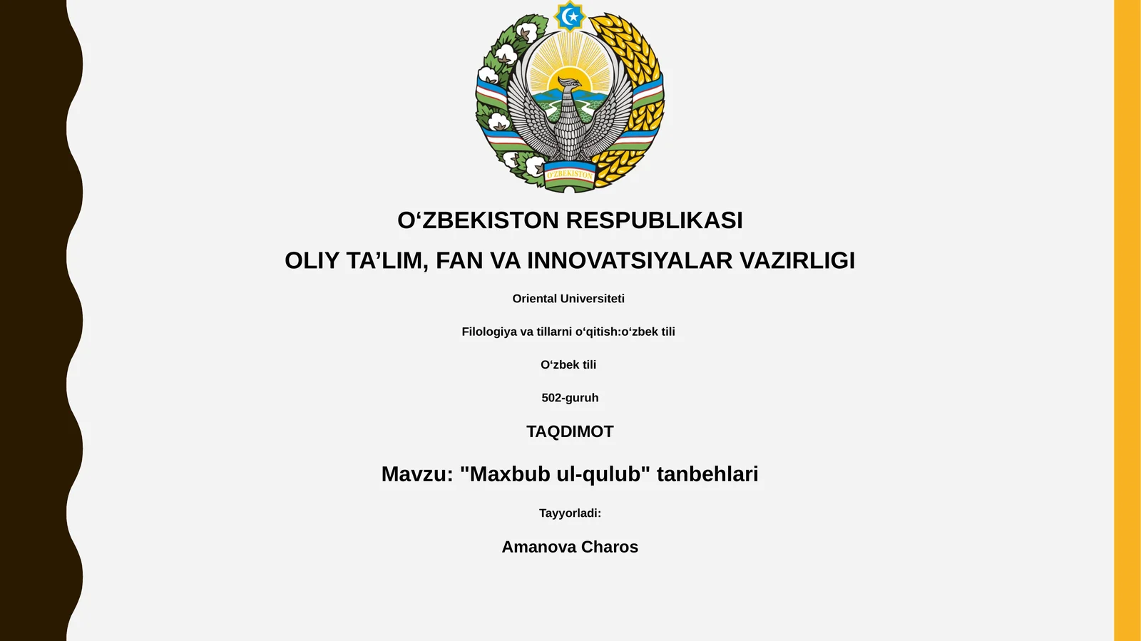 "Maxbub ul-qulub" tanbehlari