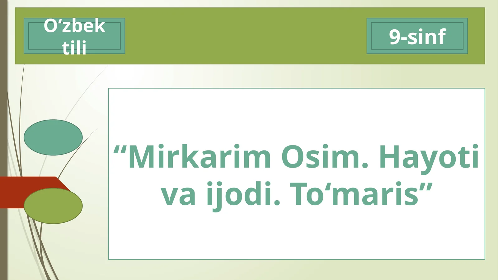 MirkarimOsim. Hayotivaijodi. To‘maris - 1-DARS