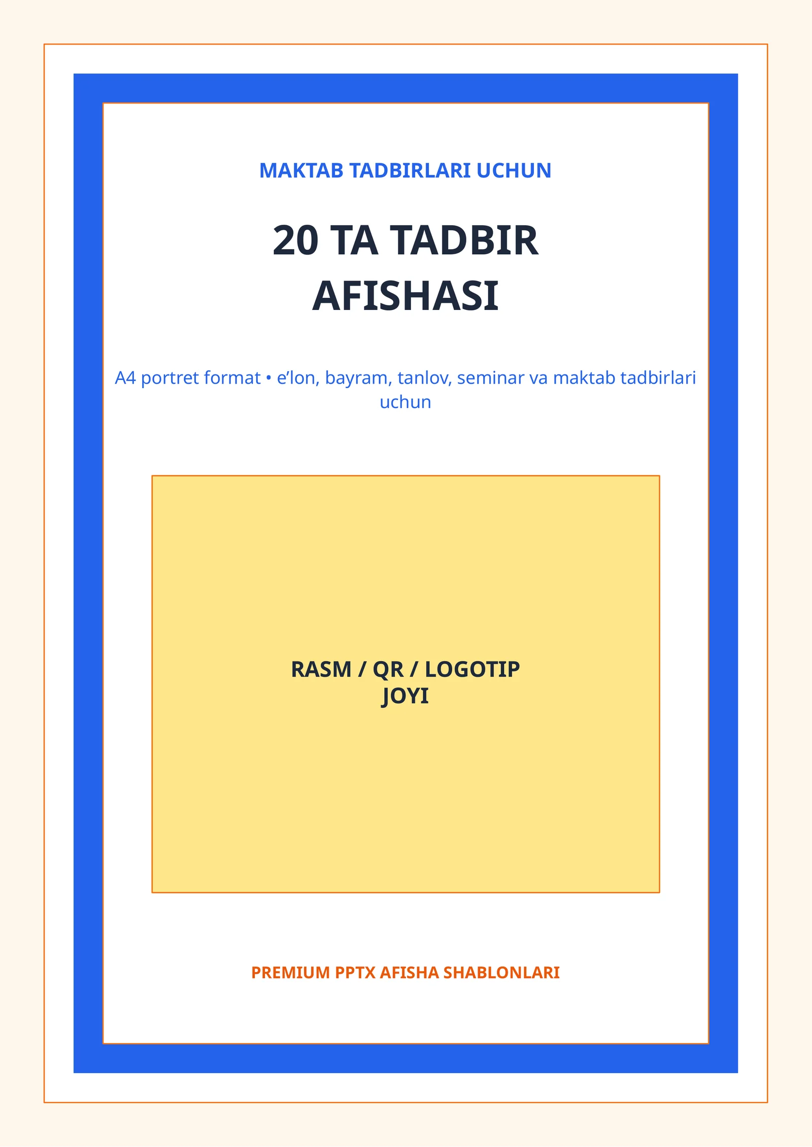 MAKTAB TADBIRLARI UCHUN 20 TA TADBIR AFISHASI