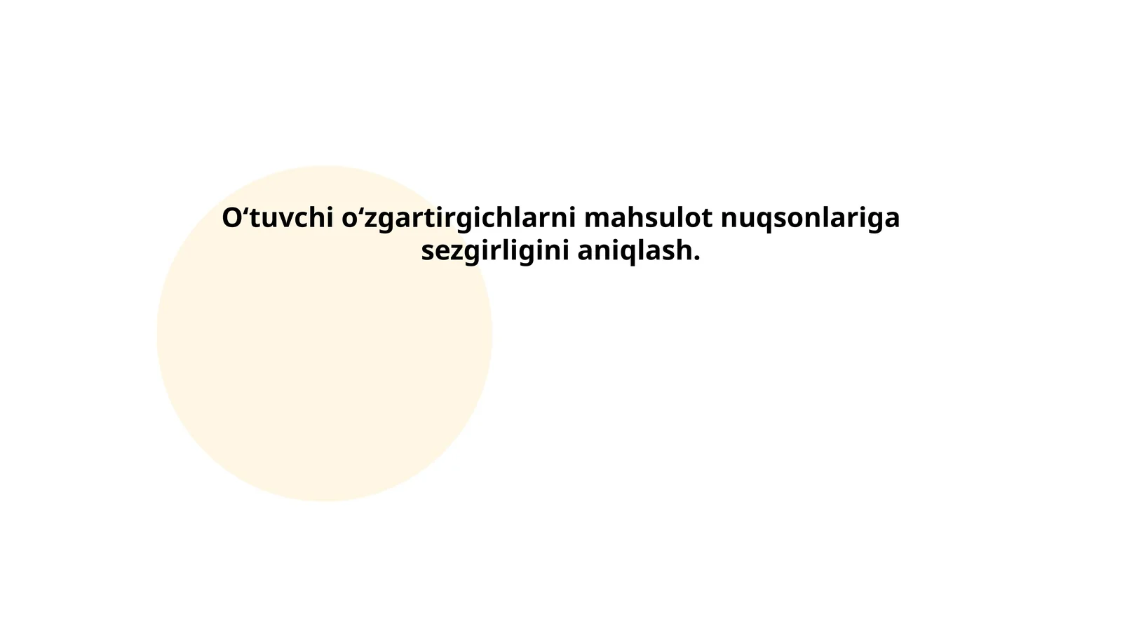 O‘tuvchi o‘zgartirgichlarni mahsulot nuqsonlariga sezgirligini aniqlash