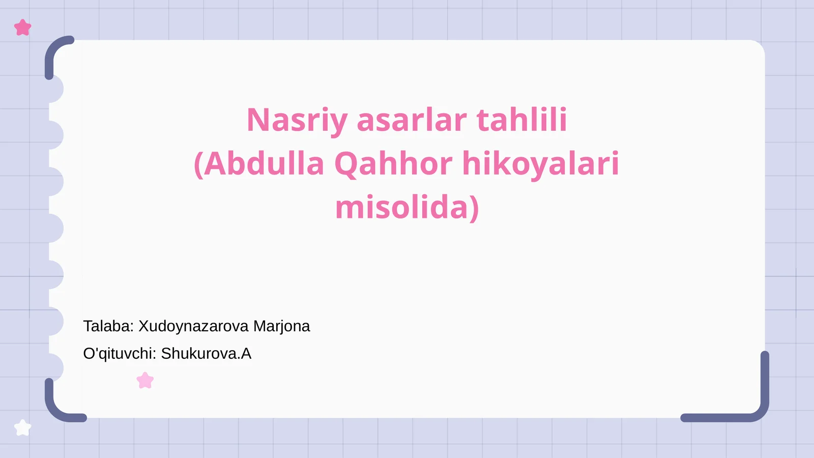Nasriy asarlar tahlili (Abdulla Qahhor hikoyalari misolida)