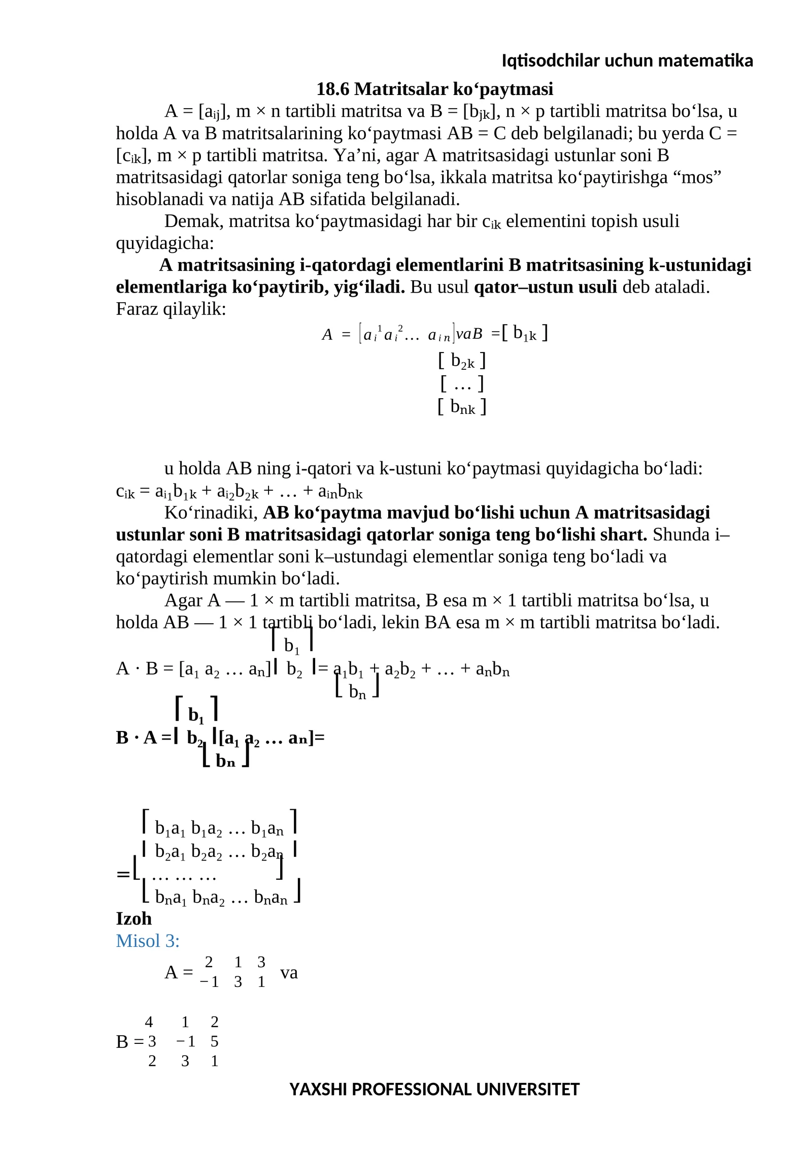 Iqtisodchilar uchun matematika