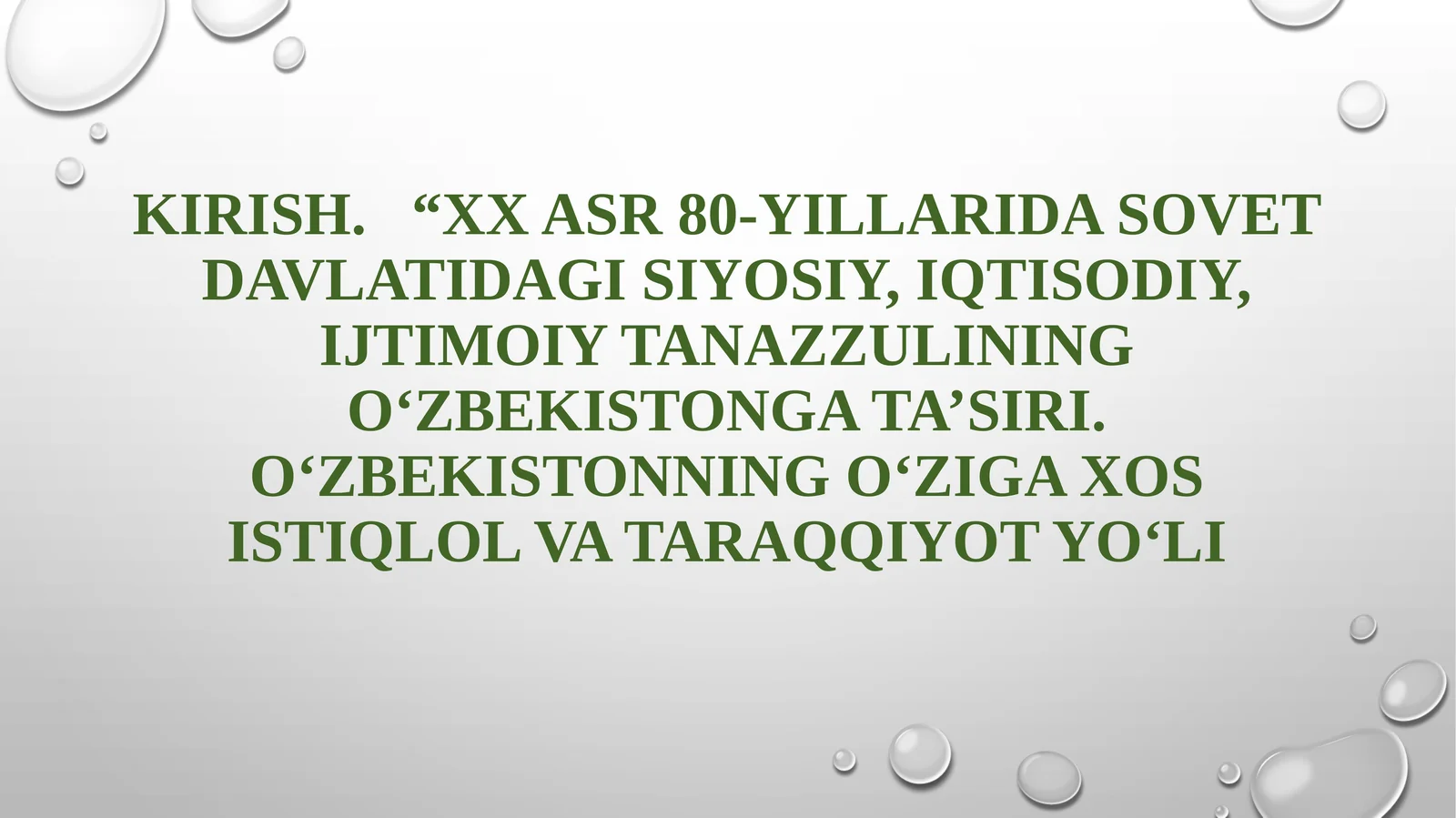 XX asr O'zbekistonida siyosiy, iqtisodiy, ijtimoiy tanazzul