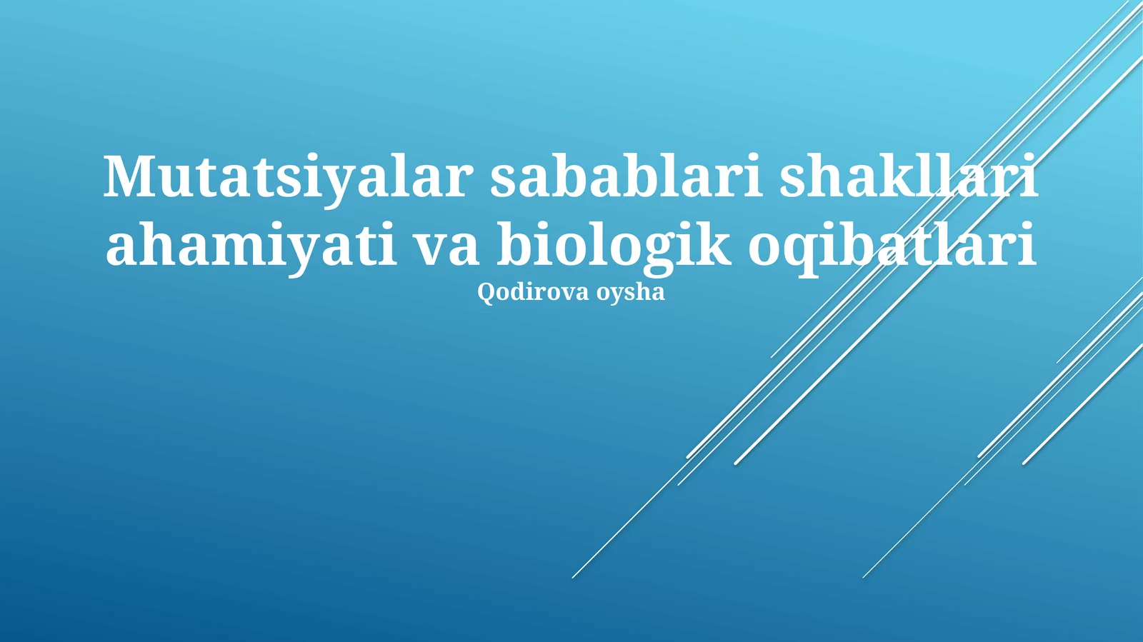 Mutatsiyalar sabablari shakllari ahamiyati va biologik oqibatlari