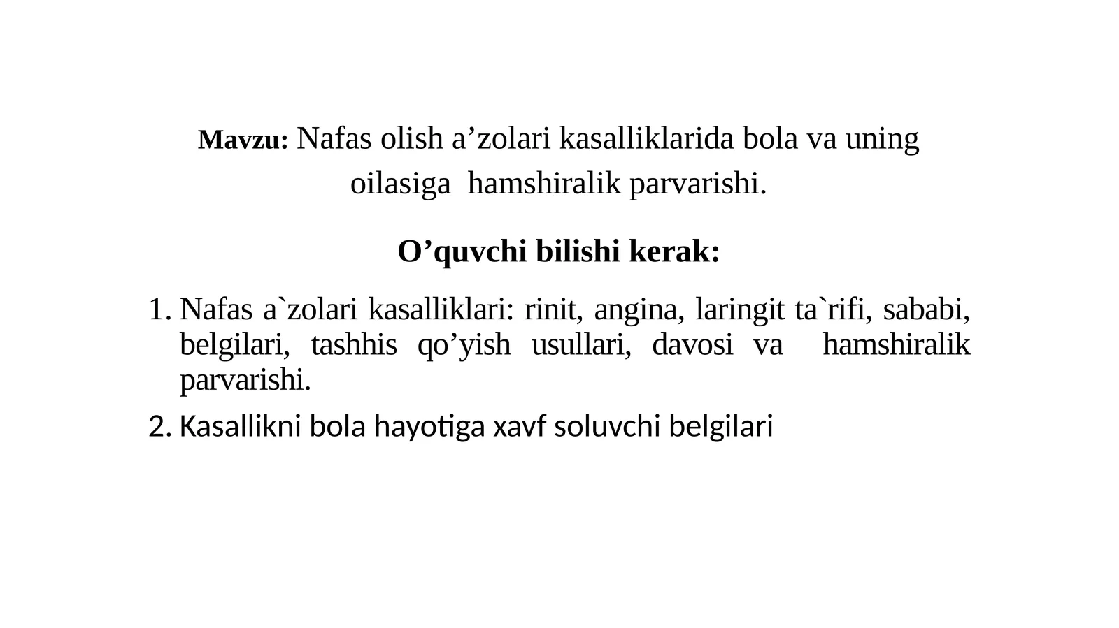 Nafas olis ha’zolarikasalliklari
